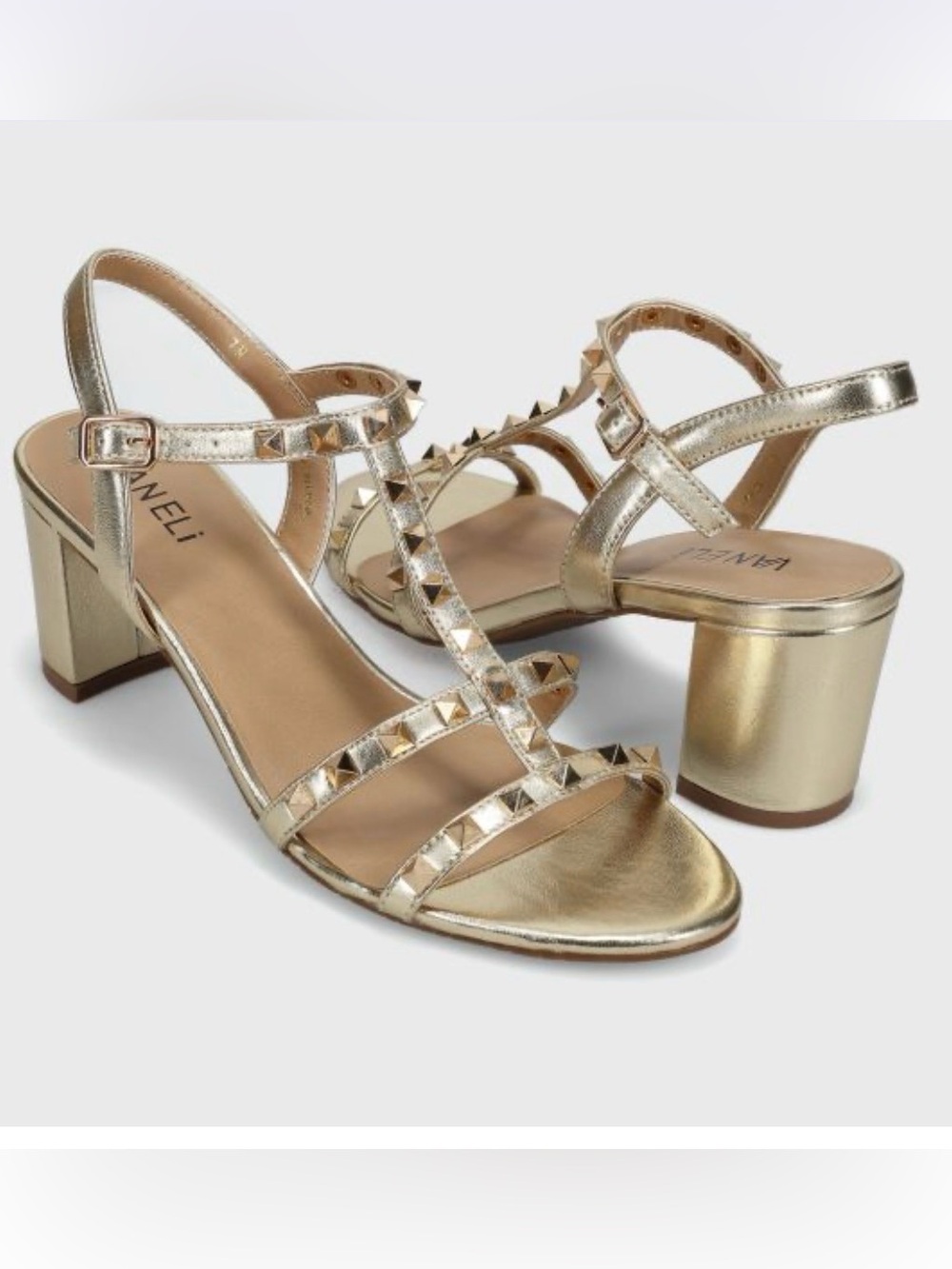 Vaneli Midge Platino Mercury Rock Stud Heeled Sandals